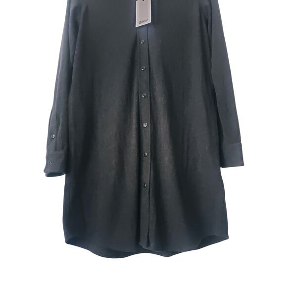 Quince Stretch Sweater Fleece Mini Shirt Dress Black Size Small - Picture 3 of 10